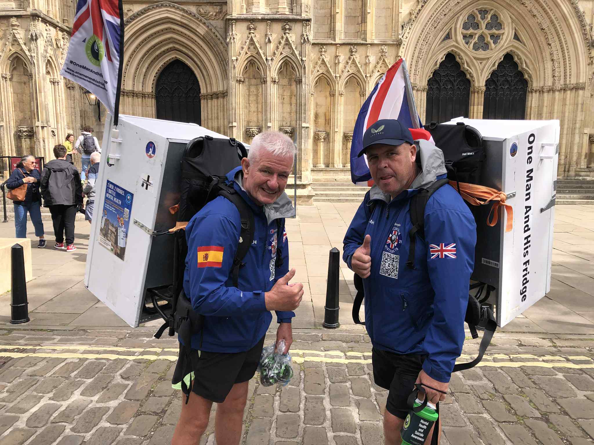 Two men with fridges strapped to their backs are in York. Here’s why