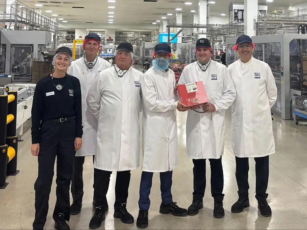 MP visits Nestlé York to mark the 90th annivesary of the KitKat
