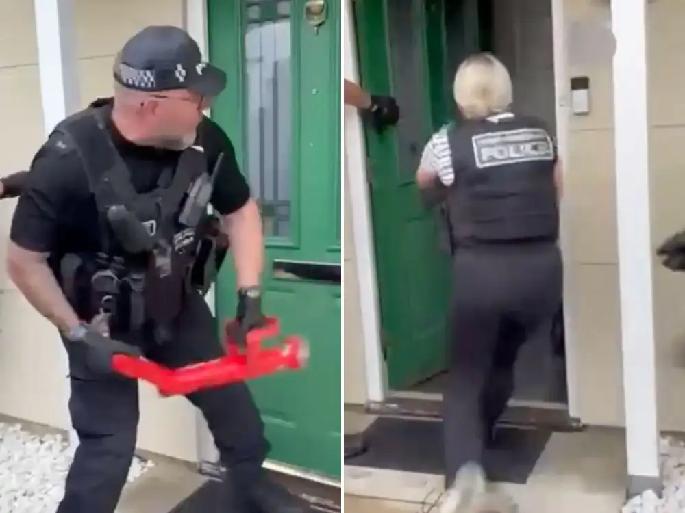 Watch: Police storm York house in crime crackdown which nets machetes and a sword