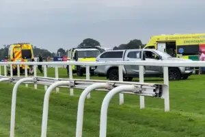 Jockey injured in fall at York races ‘not in a good way’