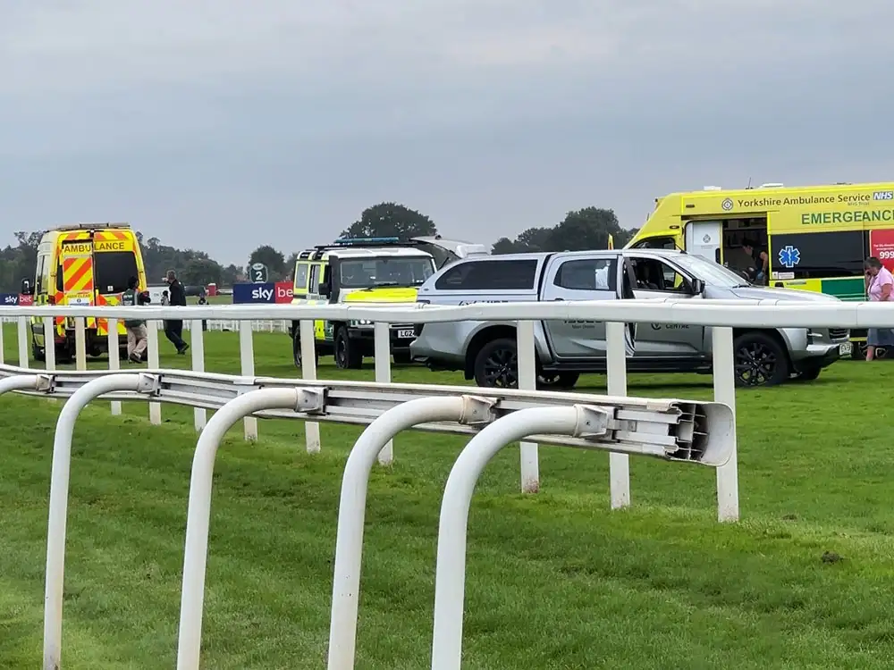 Jockey injured in fall at York races ‘not in a good way’