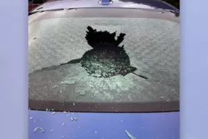 Rock thrown through windscreen of BMW parked in Helmsley