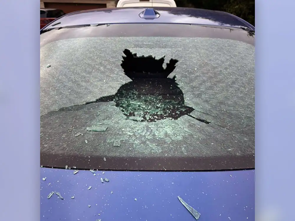 Rock thrown through windscreen of BMW parked in Helmsley