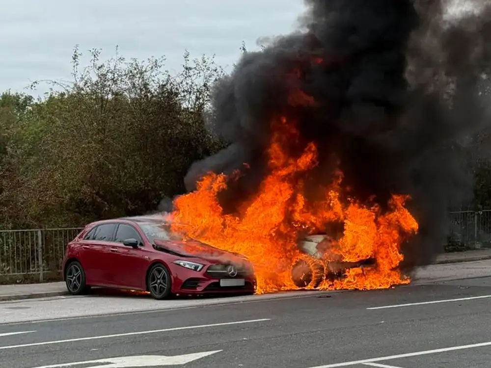 Watch: Cars destroyed in fire at Selby