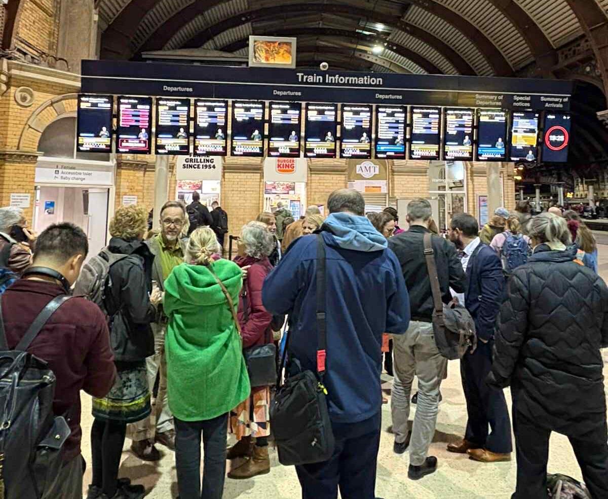 Rail line open again after a train hit an obstruction north of York