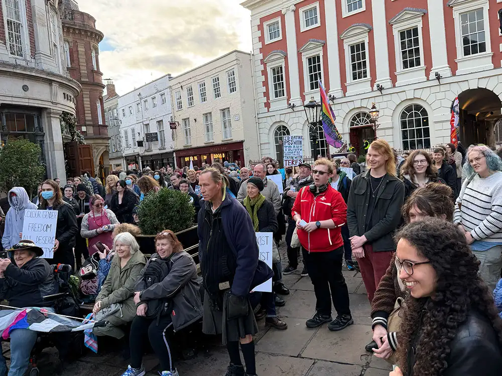 Trans rights rally in York outnumbers flagger protest as police watch on
