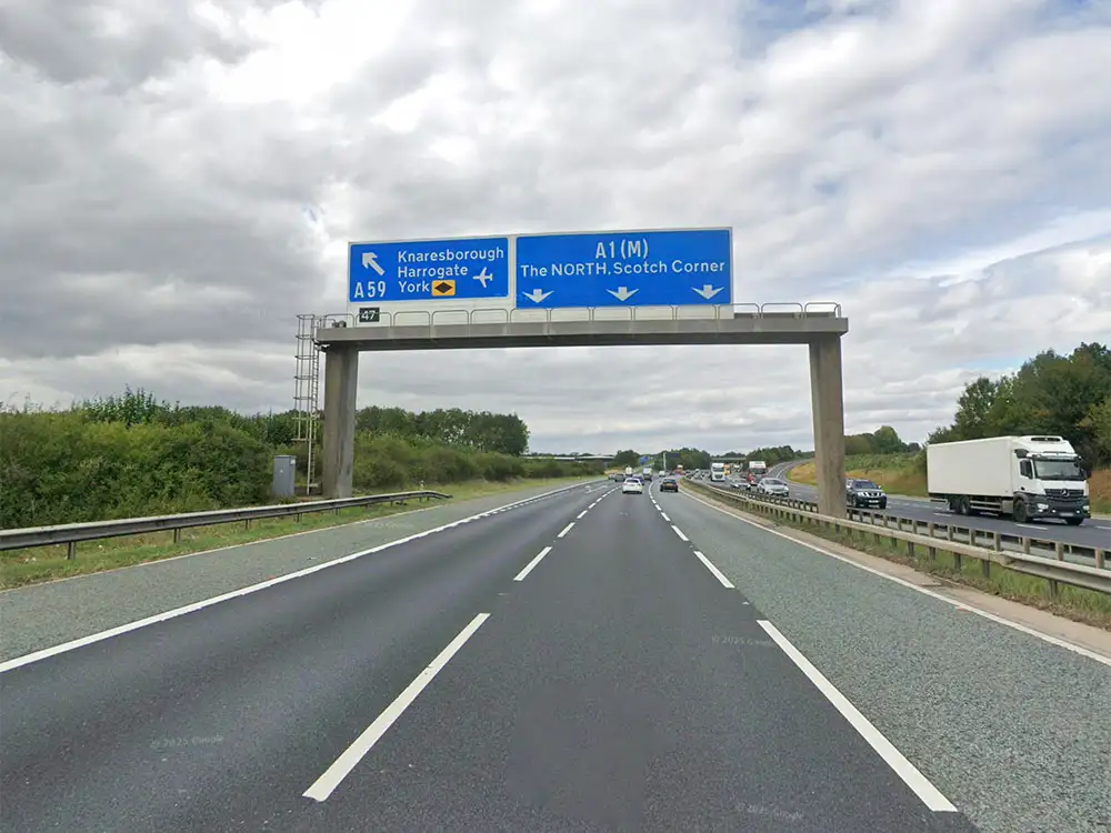 Occupants trapped after BMW crashes into ditch of A1M