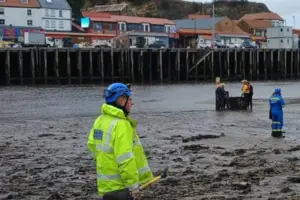 Rescue operation in Whitby harbour as woman gets stuck in the mud