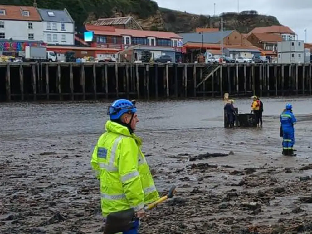 Rescue operation in Whitby harbour as woman gets stuck in the mud
