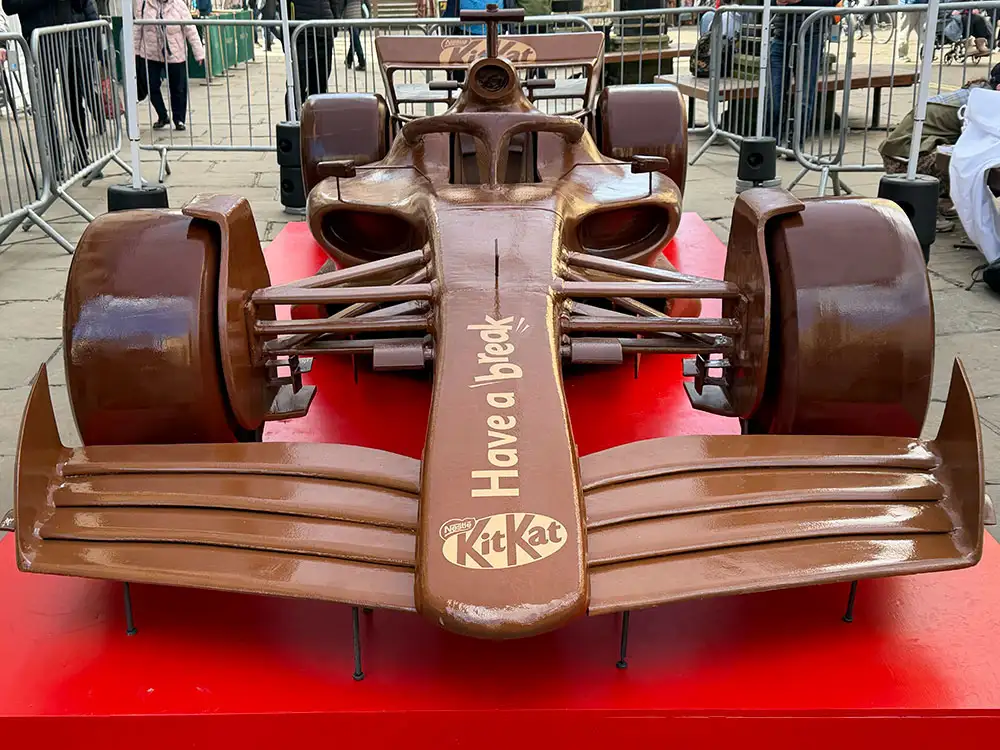 Video and pix: A life-size F1 car made of chocolate has arrived in York