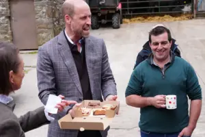Pix: Prince William meets well wishers and tucks into cake on trip to North Yorkshire