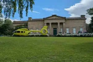 Yorkshire Air Ambulance lands in York park as road is closed off