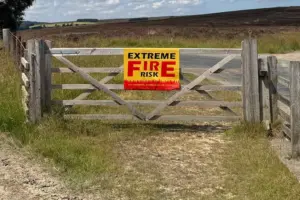 Firefighters throw bucket of water over portable barbecue in ban area