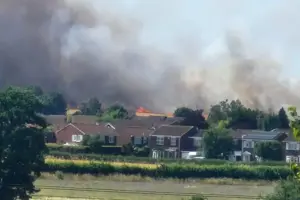 Firefighters tackling large blaze near York homes