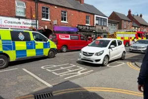 Two-car crash closes main street in Selby