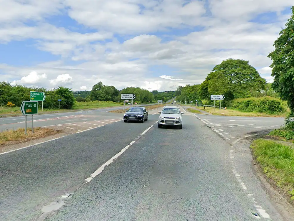 Police officers hurt in crash between car and lorry on the A64 near York