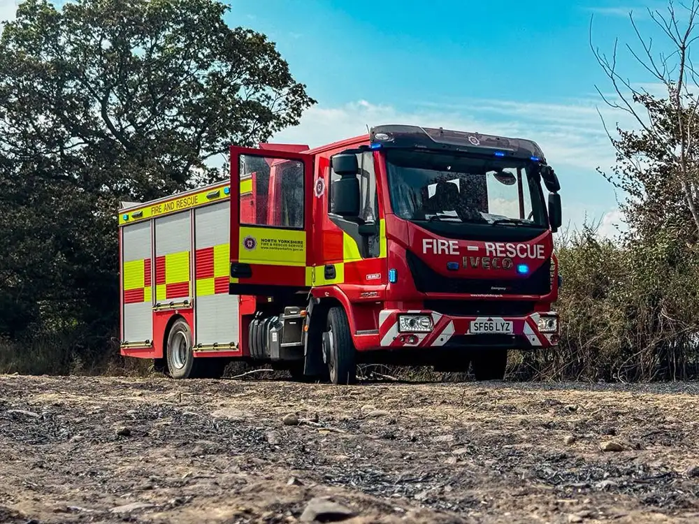Four crews tackle large fire near York