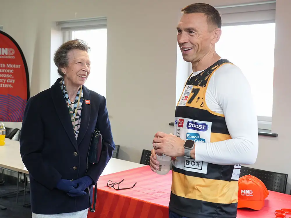 Pix and video: Princess Anne supports Sir Kevin Sinfield on his fundraising challenge in York