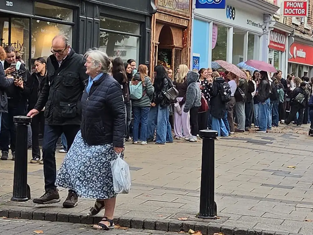 People queue down the street as York business gives away freebies