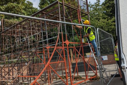 Work begins to repair the Halfpipe at Norton